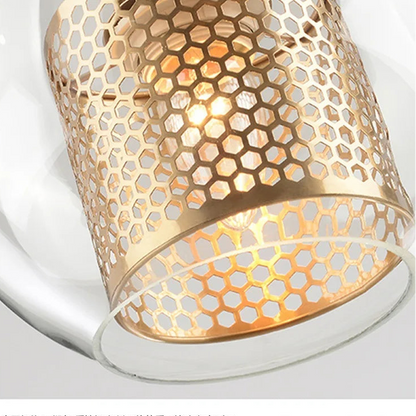 LuxRoyale Double-Layer Glass Pendant Light With Inner Mesh Core and Outer Glass Shade