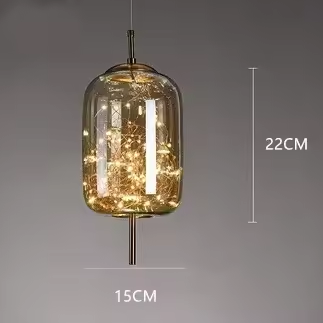 LuxRoyale Smoky Glass Pendant Light, Adjustable Wire Modern Lamp for Kitchen Island