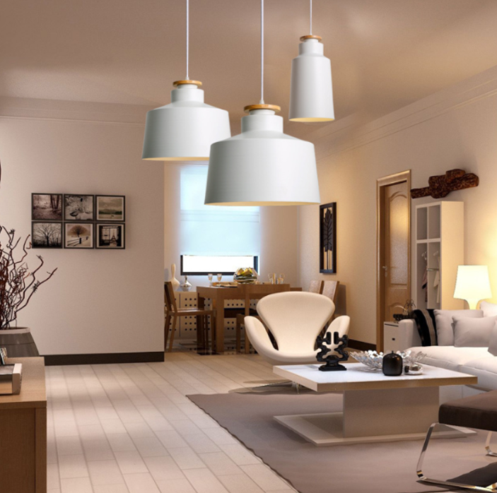 RoyaleGlow Modern Farmhouse Metal & Wood Pendant Light - Kitchen Island Lighting