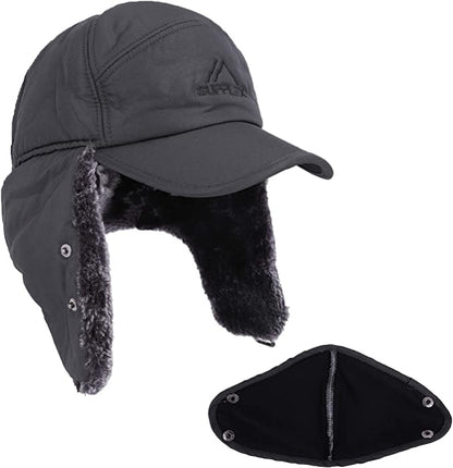 Luxora Premium Mens Winter Cold Weather Snow Hat With Ear Flaps And Brim