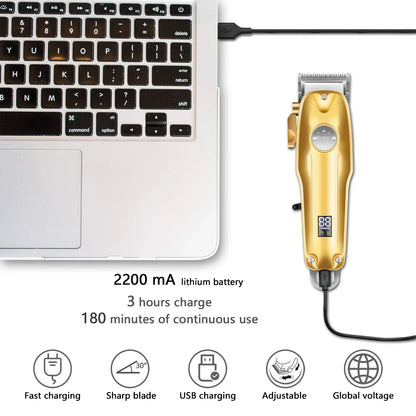 RoyaleGlow Professional Hair Clippers for Men Gold Set