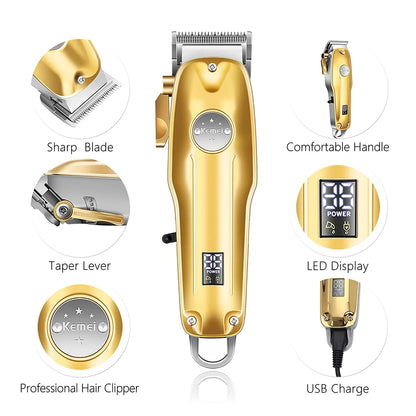 RoyaleGlow Professional Hair Clippers for Men Gold Set