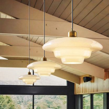 LuxRoyale Art Deco Glass Pendant Light - Elegant Mid-Century Modern Ceiling Lamp