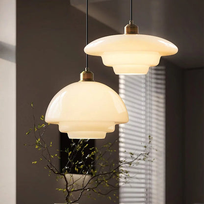 LuxRoyale Art Deco Glass Pendant Light - Elegant Mid-Century Modern Ceiling Lamp