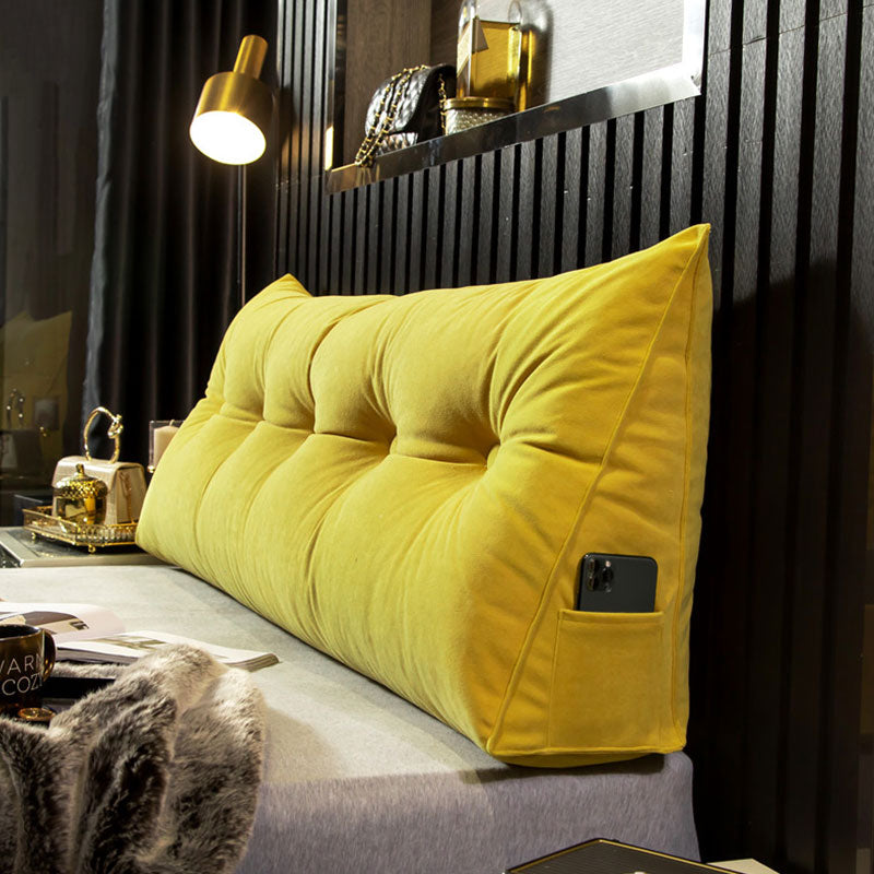 RoyaleGlow Luxury Wedge Pillow - Ergonomic Support for Bed & Sofa - Yellow / Small - 100x50x20cm
