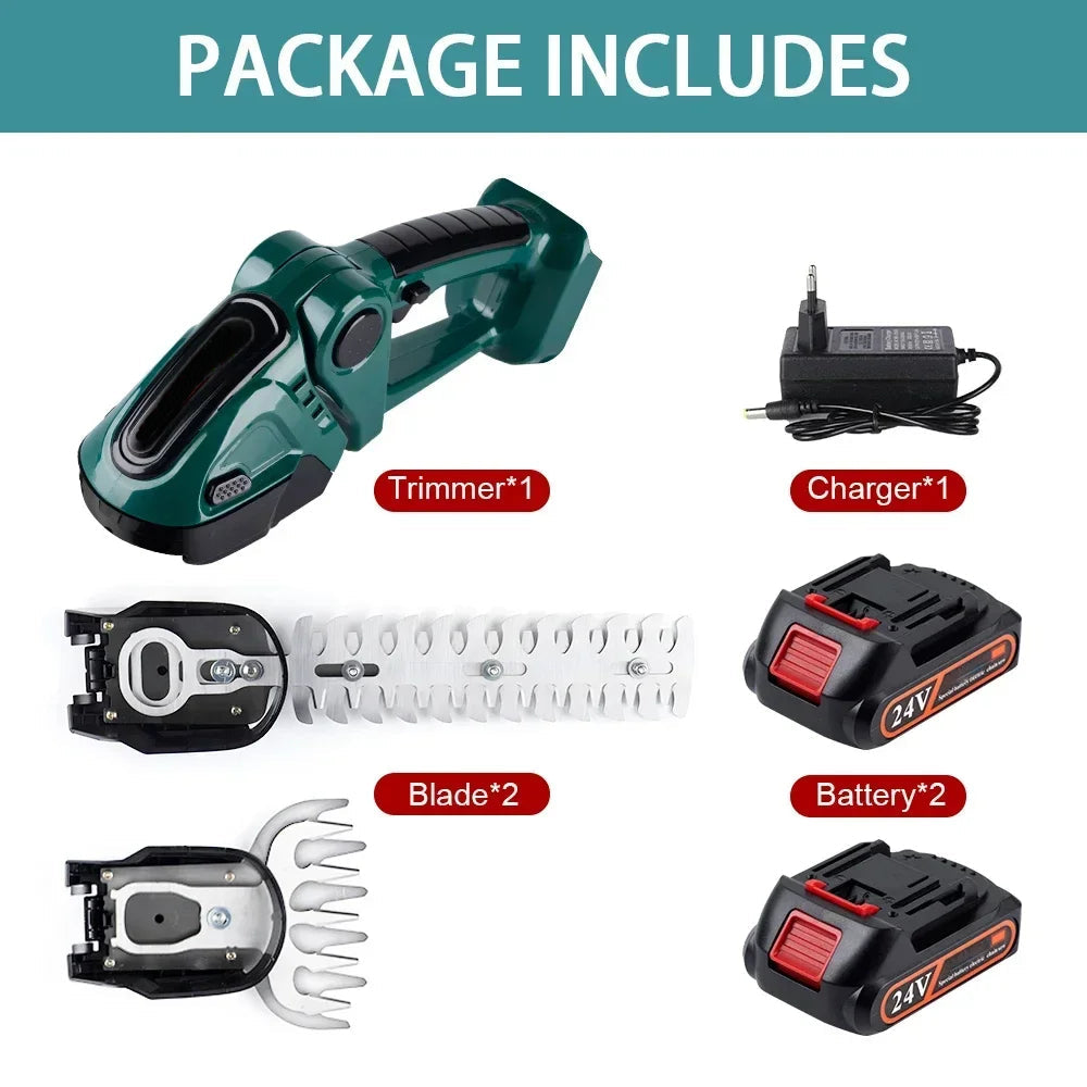 Royaleva Cordless Hedge Trimmer 2-in-1 with Dual Battery