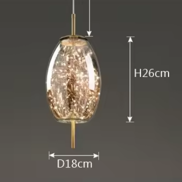 LuxRoyale Smoky Glass Pendant Light, Adjustable Wire Modern Lamp for Kitchen Island
