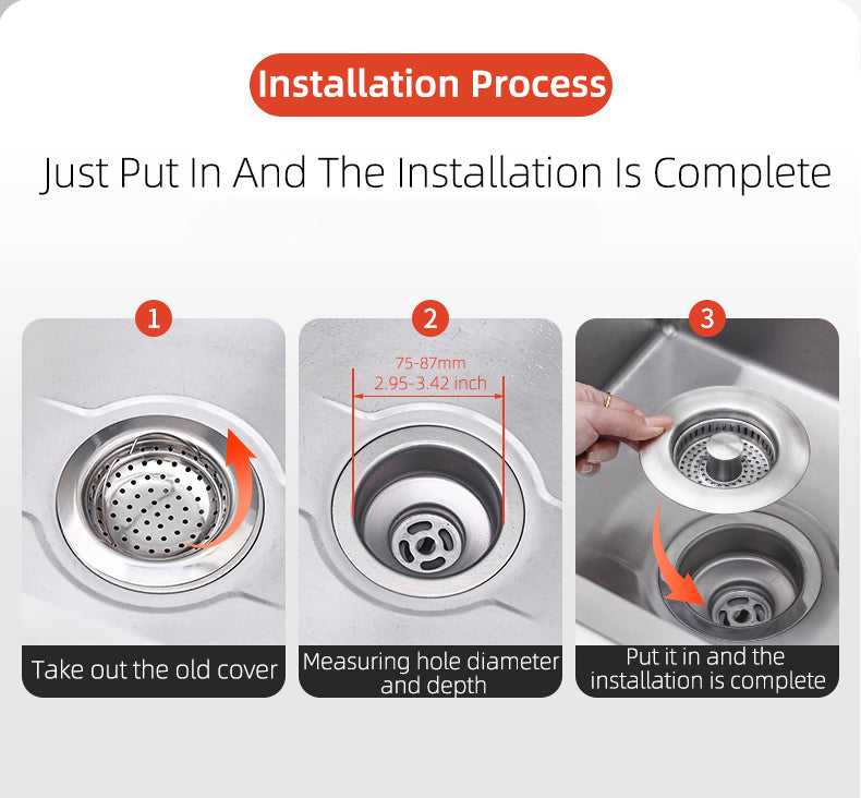 Lumora Kitchen Sink Drain Strainer 3-in-1 Premium Design