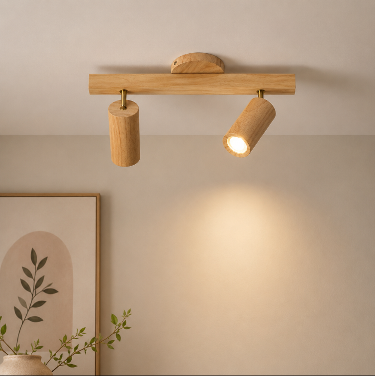 Royelux Oak Wood LED Ceiling Spotlight – Adjustable Modern Sustainable Lamp
