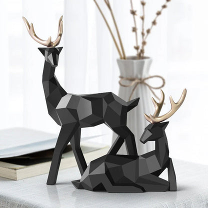 Luxora Stag Figures Sculpture - Elegant Deer Pair Art Decor