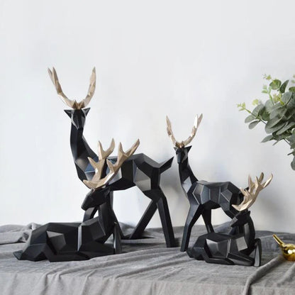Luxora Stag Figures Sculpture - Elegant Deer Pair Art Decor