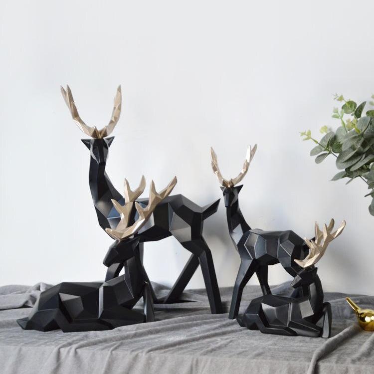 Luxora Stag Figures Sculpture - Elegant Deer Pair Art Decor
