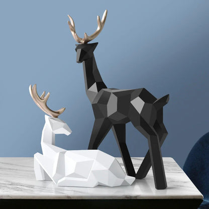 Luxora Stag Figures Sculpture - Elegant Deer Pair Art Decor