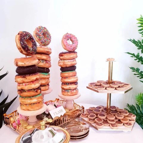 Royallure Wooden Donut Stand and Holder for Displaying Donuts, Muffins and Desserts