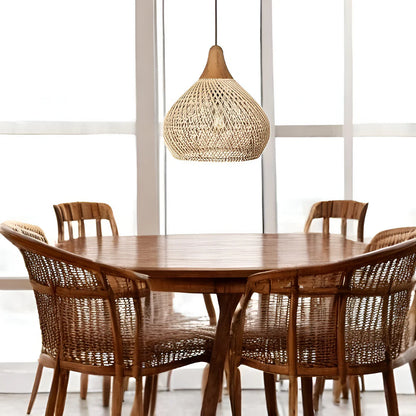 LuxRoyale Boho Rattan Pendant Light, Natural Woven Ceiling Lamp for Dining Room