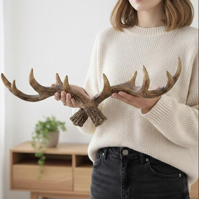 RoyaleGlow Rustic Antler Wall Mounted Coat Rack - Multi Hook Entryway Organizer