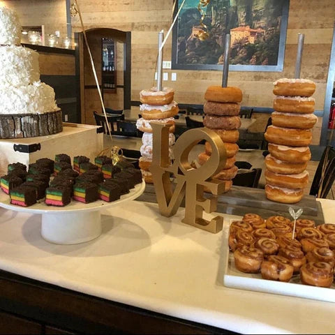 Royallure Wooden Donut Stand and Holder for Displaying Donuts, Muffins and Desserts