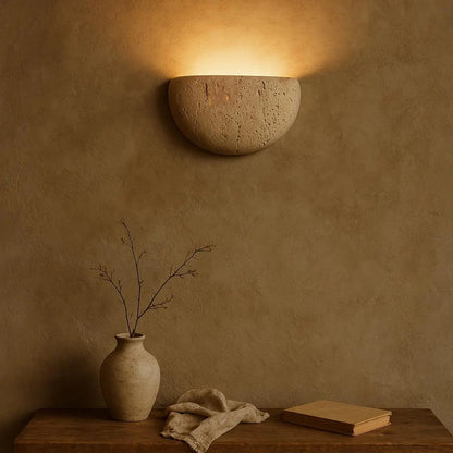 LuxRoyale Wabi-Sabi Stone Retro Wall Sconce Eclipse Warm Glow