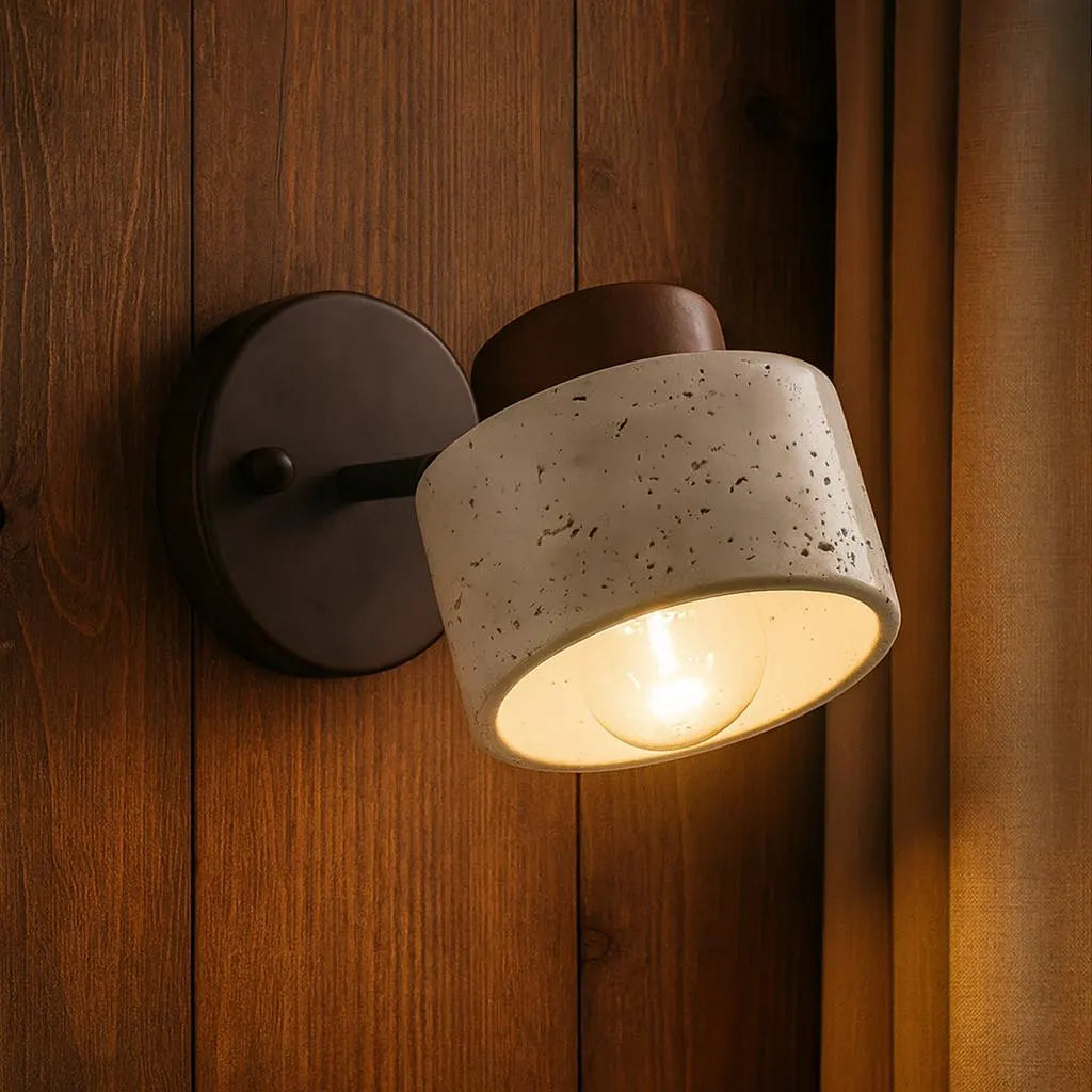 LuxRoyale Travertine Round LED Wall Lamp For Study And Hallway