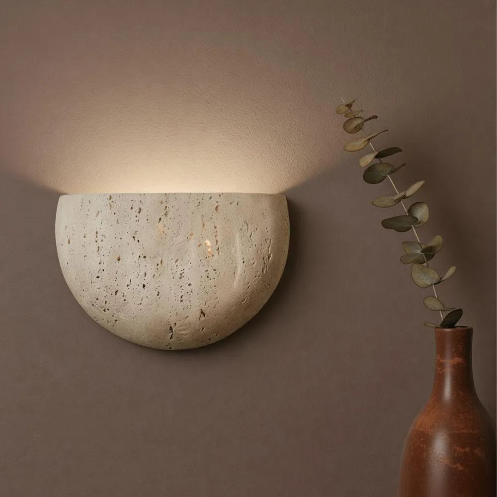 LuxRoyale Wabi-Sabi Stone Retro Wall Sconce Eclipse Warm Glow