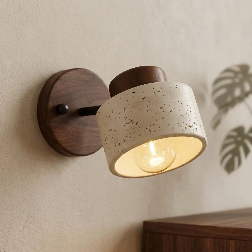 LuxRoyale Travertine Round LED Wall Lamp For Study And Hallway
