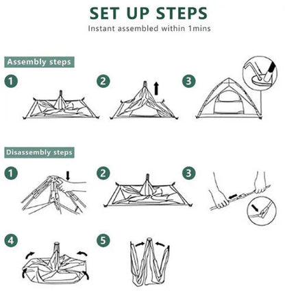 Royaleva 3 Seconds Instant Pop Up Tent - For Adventure & Travel