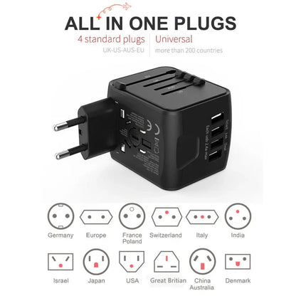 Luxora All-in-One Universal Travel Power Adapter 4 USB Ports