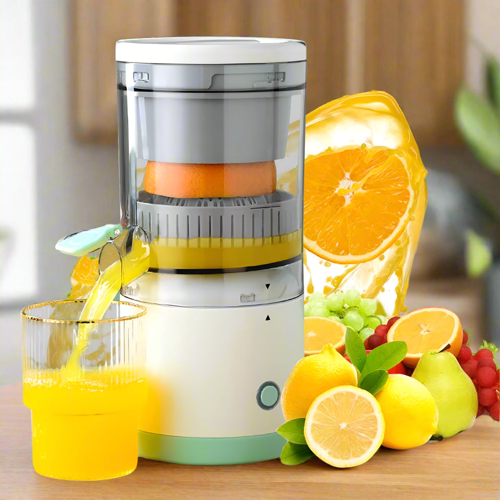 USB rechargeable portable juicer with high juice yield, compact design, and easy-to-clean parts. Perfect for fresh juice on the go, ideal for travel, gym, and outdoor use.