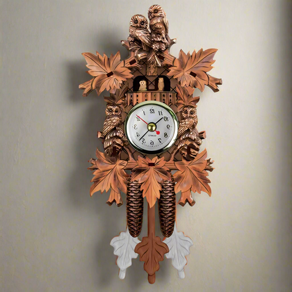 LuxRoyale Retro Cuckoo Wall Clock with Pendulum Design