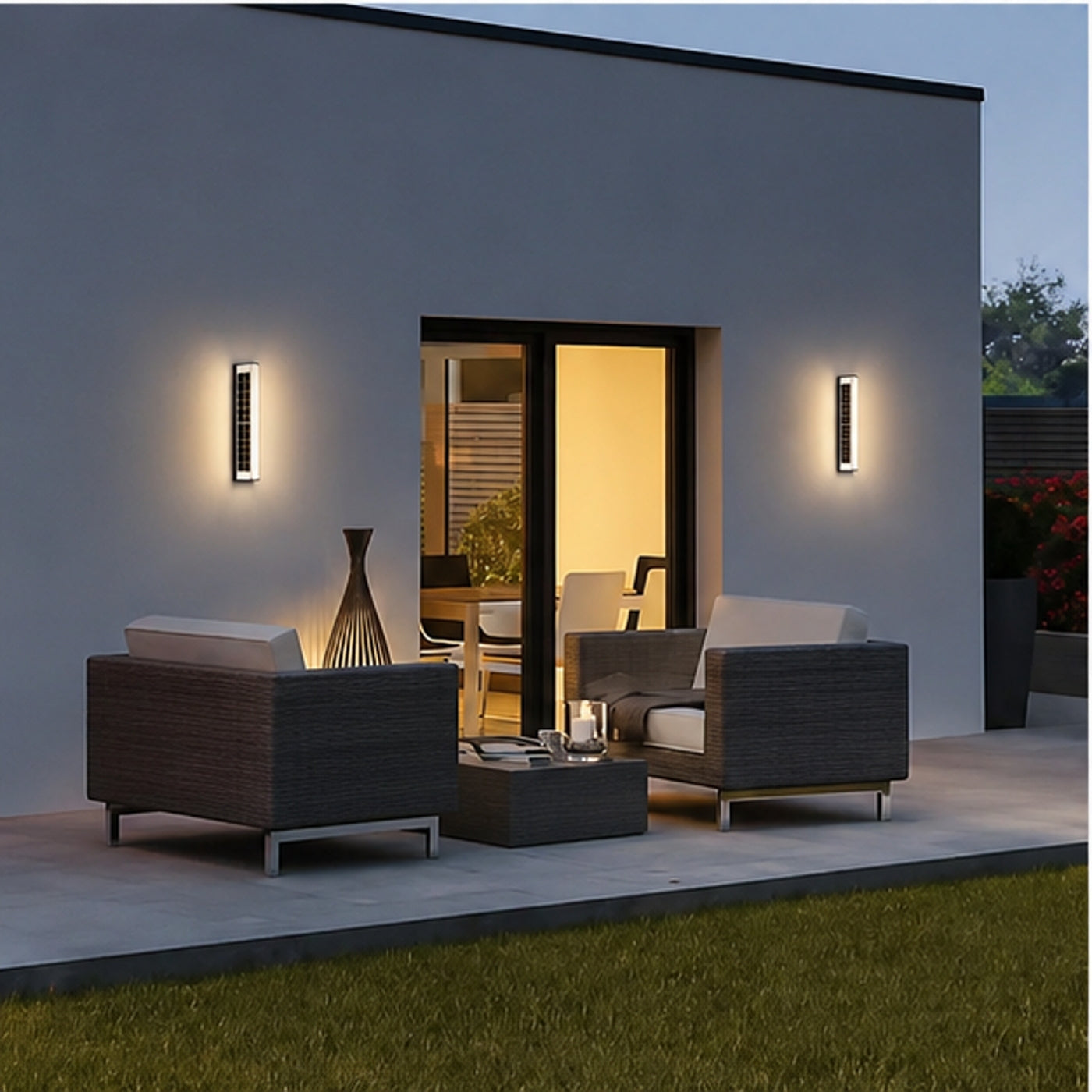 Royelux Modern Outdoor Solar LED Wall Sconce Light for Exterior Garden & Patio Lighting