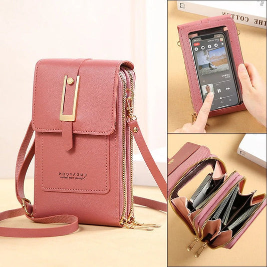 Luxora Leather Smartphone Clutch | Ladies Handbag with Touchscreen Window