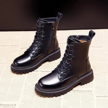 RoyaleGlow Leather Winter Boots for Stylish Comfort