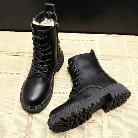 RoyaleGlow Leather Winter Boots for Stylish Comfort