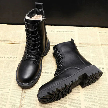 RoyaleGlow Leather Winter Boots for Stylish Comfort