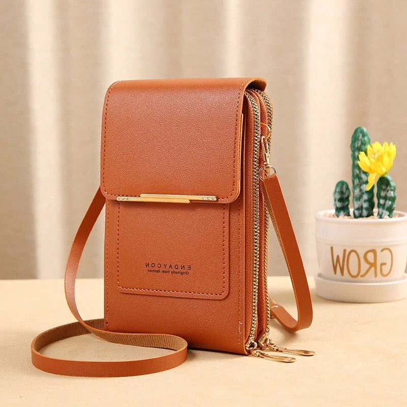 Luxora Leather Smartphone Clutch | Ladies Handbag with Touchscreen Window