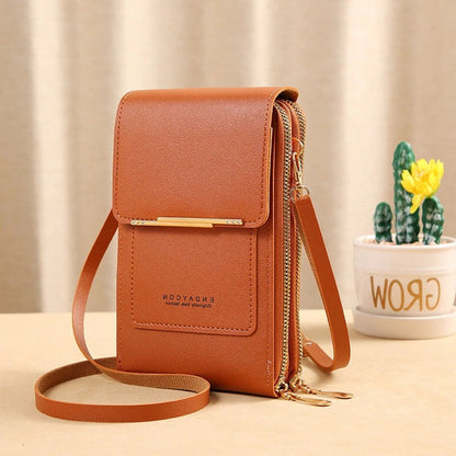 Luxora Leather Smartphone Clutch | Ladies Handbag with Touchscreen Window