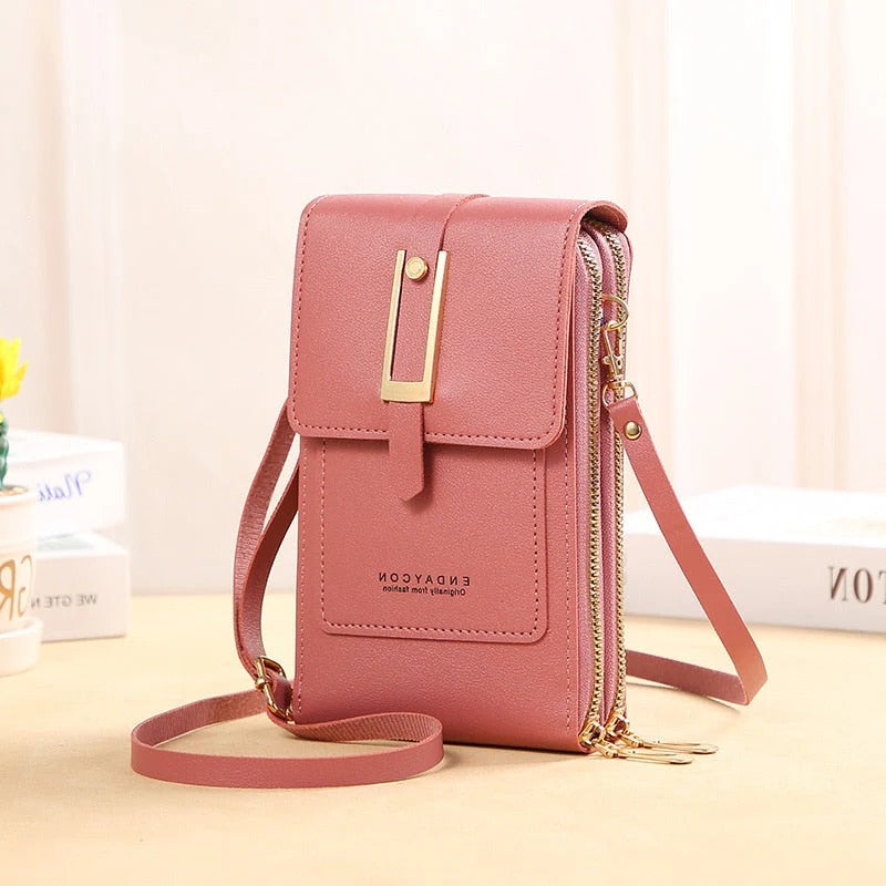 Luxora Leather Smartphone Clutch | Ladies Handbag with Touchscreen Window
