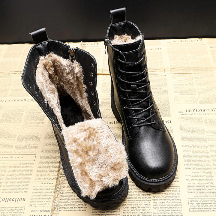 RoyaleGlow Leather Winter Boots for Stylish Comfort