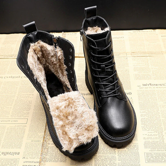 RoyaleGlow Leather Winter Boots for Stylish Comfort