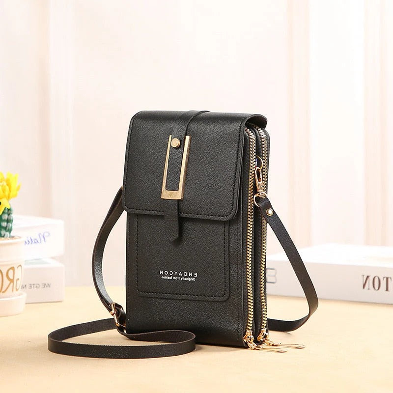 Luxora Leather Smartphone Clutch | Ladies Handbag with Touchscreen Window