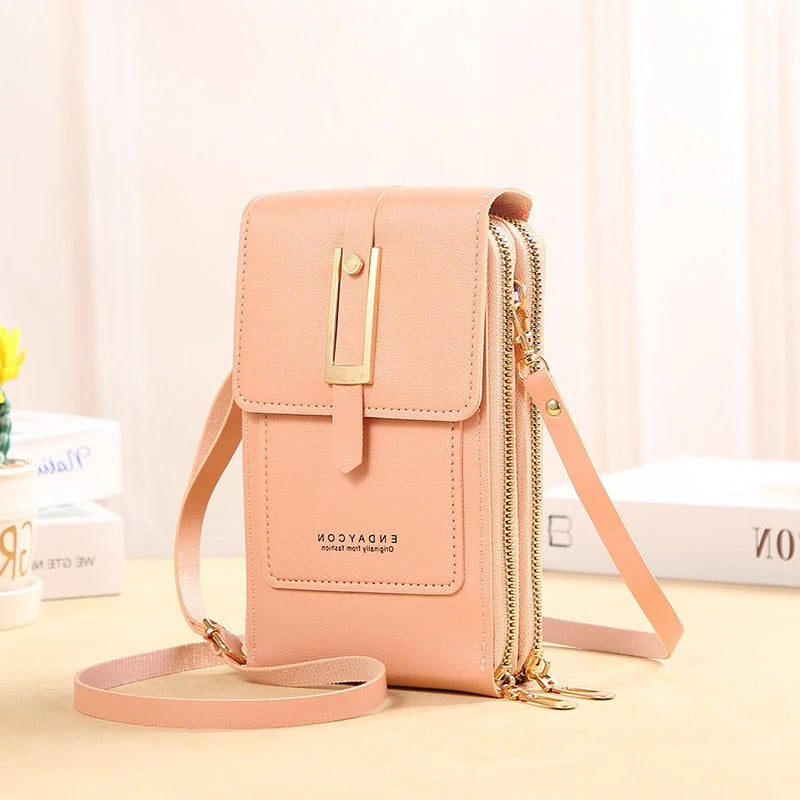 Luxora Leather Smartphone Clutch | Ladies Handbag with Touchscreen Window