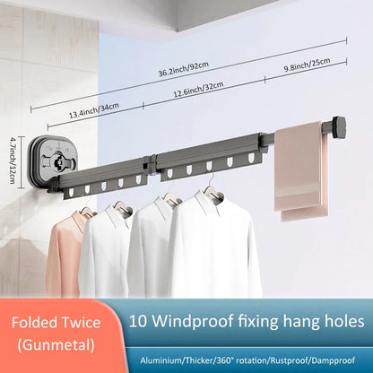 Royallure Retractable Wall-Mounted Laundry Drying Rack – Space-Saving Clothes Hanger with Easy Installation