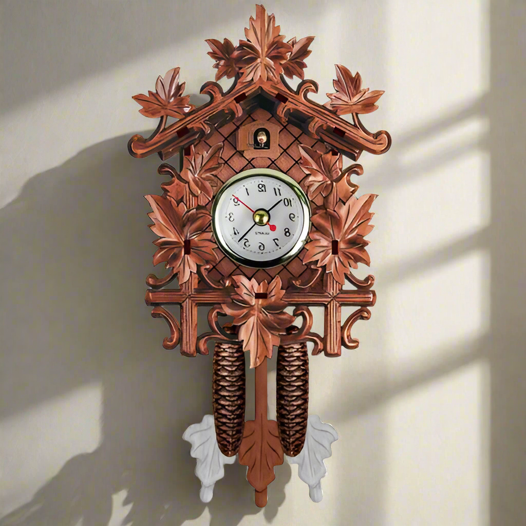 LuxRoyale Retro Cuckoo Wall Clock with Pendulum Design