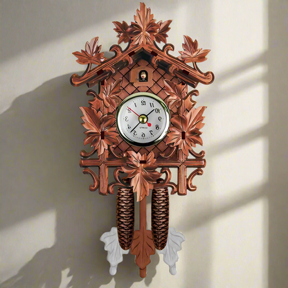 LuxRoyale Retro Cuckoo Wall Clock with Pendulum Design