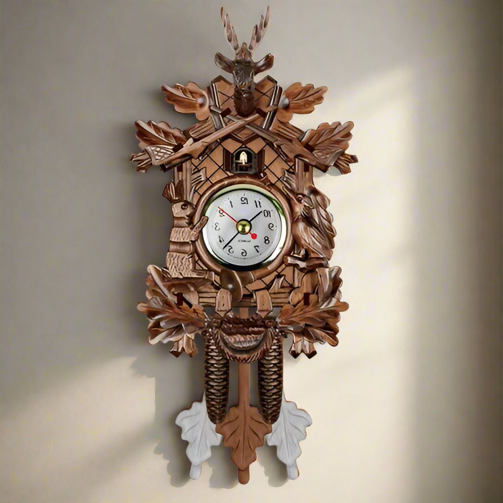 LuxRoyale Retro Cuckoo Wall Clock with Pendulum Design