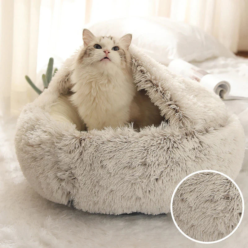 Royallure Cozy Pet Bed with Self-Warming Plush Oasis