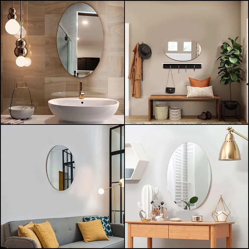 Luxora Adhesive Mirror | Oval Shape for Easy Installation