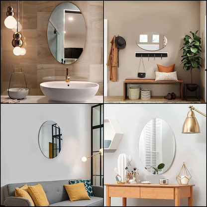 Luxora Adhesive Mirror | Oval Shape for Easy Installation
