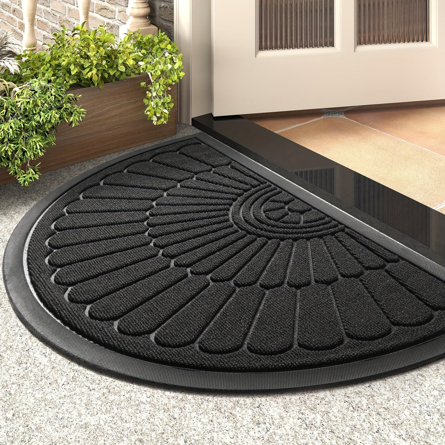 Royallure Non-Slip Semi-Circular Door Mat for Indoor and Outdoor Use, Welcome Mat