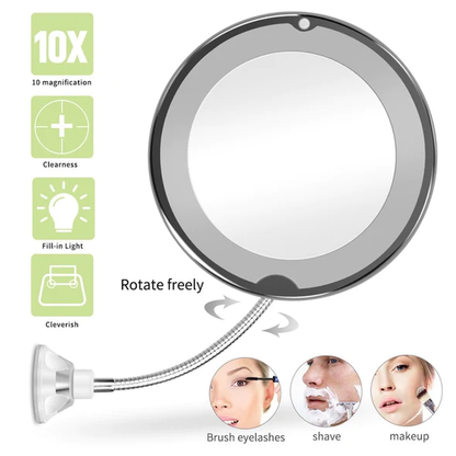 Luxora 10X Magnifying LED Lighted Flexible Mirror